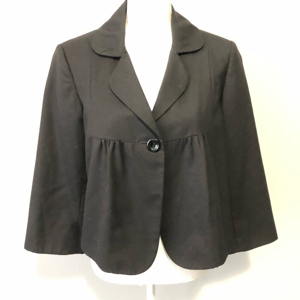 Via Spiga black cropped one button wool blazer size 10